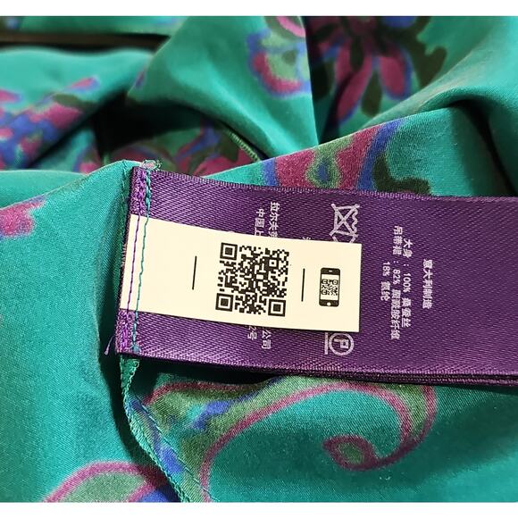 NEW Ralph Lauren Purple Label Jarvis Filigree Silk Bodysuit Scarf Womens Italy - Picture 15 of 16